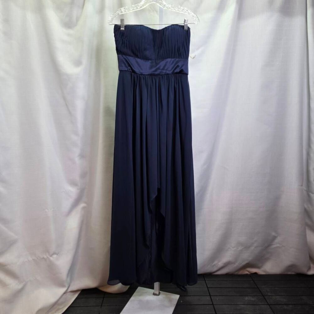Bari Jay Navy Blue Strapless Hi-Low Formal Dress Size 8